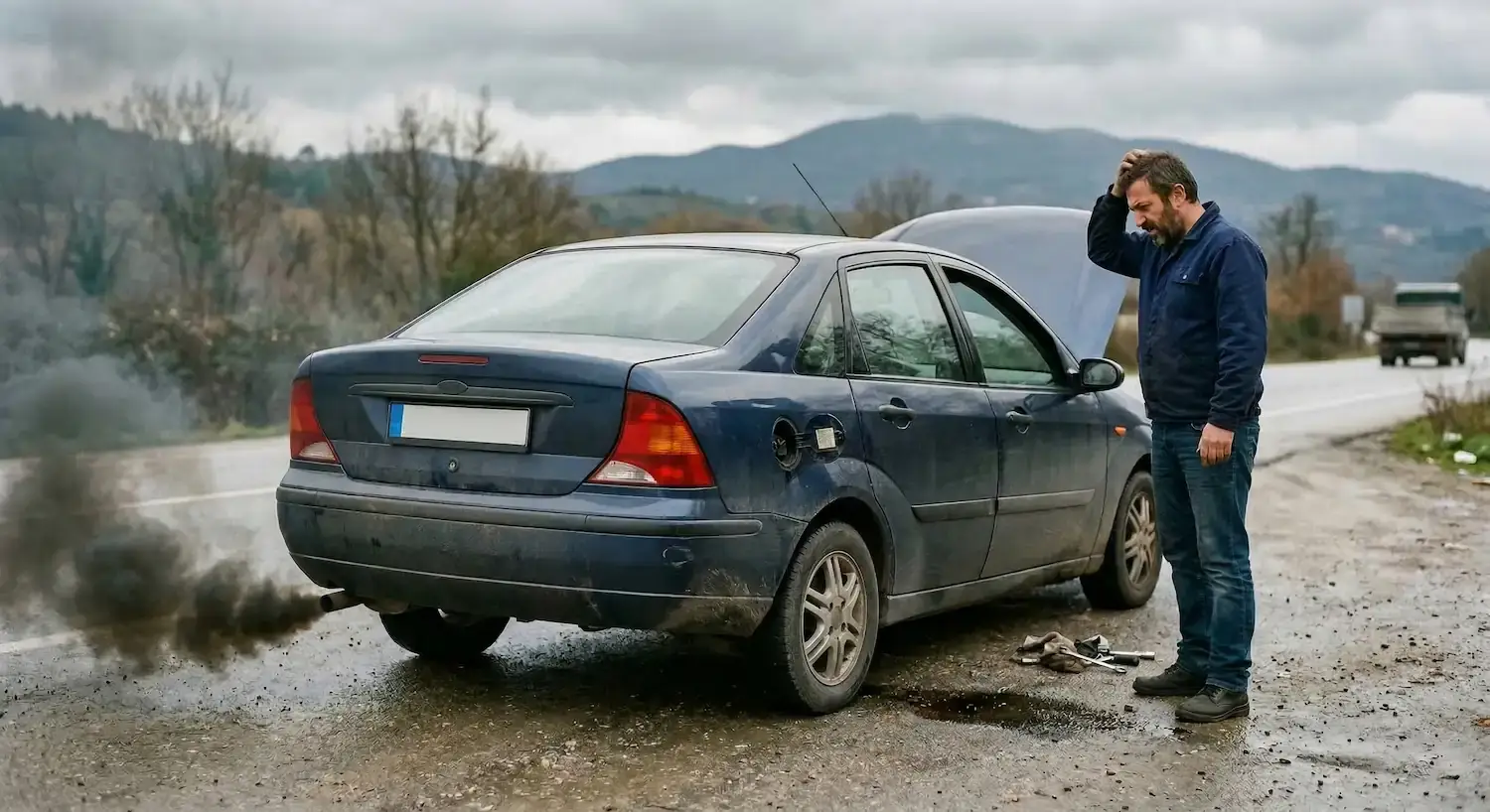 fazla yakıt tüketen bir aracın arka görünümü